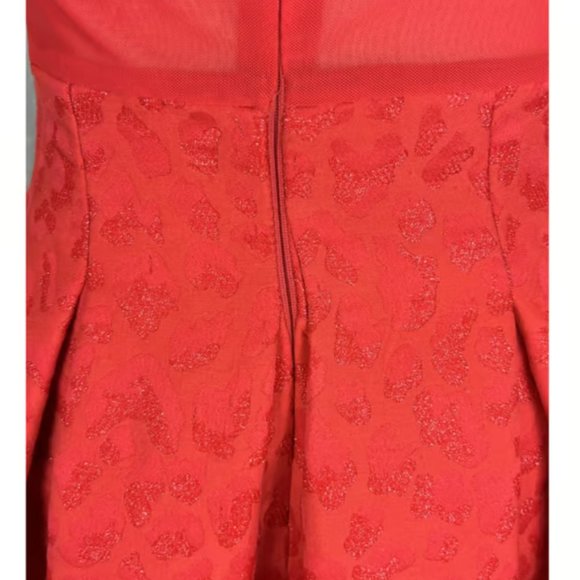 NWT Maje Roleo Pleated Metallic Jacquard Dress Red Size 1 - Picture 7 of 8